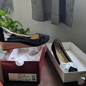 Hush puppies comfort wedge Slip On size 7 black work Dress Casual Macie Kartina